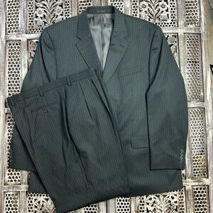CHAPS Mens Suit Set JACKET AND PANTS Black Subtle Pin Striped SIZE 48R 42x32